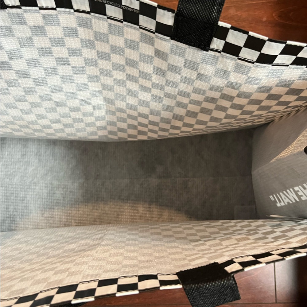 Vans Off The Wall Reusable Large Black White Checkerboard Shopping Tote Bag New - Picture 10 of 16